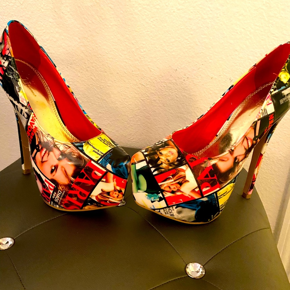 7and half colorful stiletto heels.